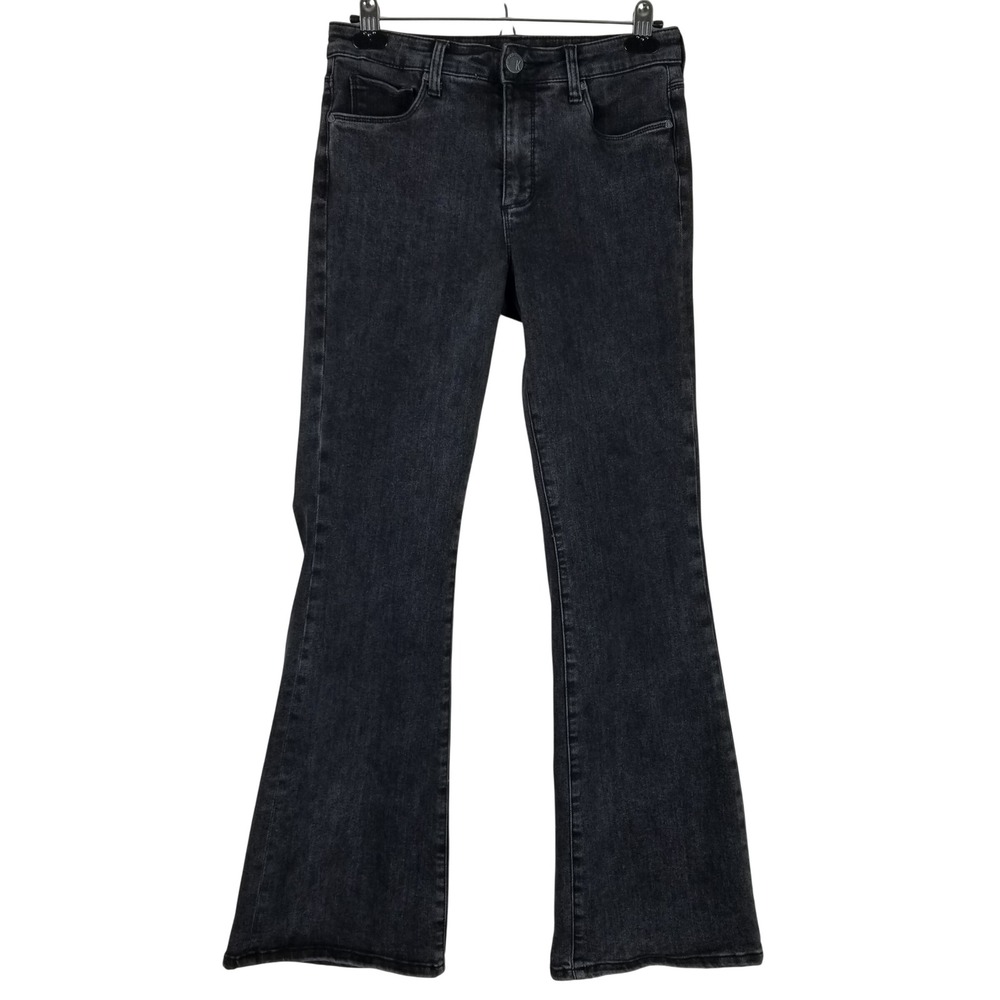 Kut from the Kloth Ana Flare Jeans Womens 6 Black High Rise Fab Ab Stretch Denim